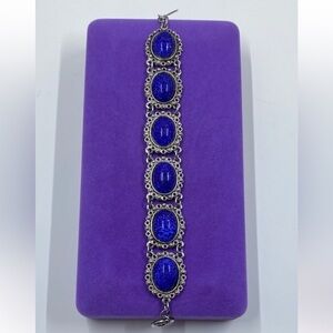 Elegant Blue Stone and Silver Bracelet